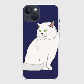 Чехол для iPhone 13 с принтом Белый британский котик в Новосибирске,  |  | cat | cute | kitten | meow | британец | британский | взгляд | друзья | животные | зверек | зверюшки | каваи | киска | котенок | котик | коты | котята | кошак | кошечки | кошки | лапы | милые | мордочка | мяу | няшные