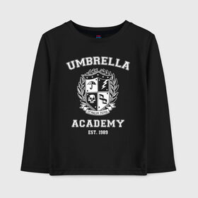 Детский лонгслив хлопок с принтом Академия Амбрелла в Новосибирске, 100% хлопок | круглый вырез горловины, полуприлегающий силуэт, длина до линии бедер | umbrella | umbrella academy | академия амбрелла | амбрелла | герб