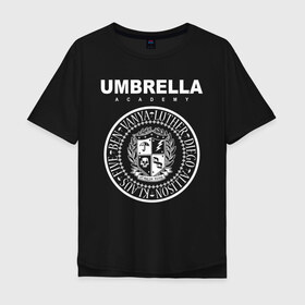 Мужская футболка хлопок Oversize с принтом Академия Амбрелла в Новосибирске, 100% хлопок | свободный крой, круглый ворот, “спинка” длиннее передней части | umbrella | umbrella academy | академия амбрелла | амбрелла | герб