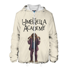 Мужская куртка 3D с принтом The umbrella academy в Новосибирске, ткань верха — 100% полиэстер, подклад — флис | прямой крой, подол и капюшон оформлены резинкой с фиксаторами, два кармана без застежек по бокам, один большой потайной карман на груди. Карман на груди застегивается на липучку | dark horse comics | netflix | the umbrella academy | umbrella | академия амбрелла | белая скрипка | бен харгривз | комикс | комильфо | космобой | кракен | реджинальд харгривз | сеанс | слух