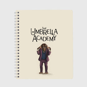 Тетрадь с принтом The umbrella academy в Новосибирске, 100% бумага | 48 листов, плотность листов — 60 г/м2, плотность картонной обложки — 250 г/м2. Листы скреплены сбоку удобной пружинной спиралью. Уголки страниц и обложки скругленные. Цвет линий — светло-серый
 | dark horse comics | netflix | the umbrella academy | umbrella | академия амбрелла | белая скрипка | бен харгривз | комикс | комильфо | космобой | кракен | реджинальд харгривз | сеанс | слух