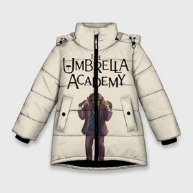 Зимняя куртка для девочек 3D с принтом The umbrella academy в Новосибирске, ткань верха — 100% полиэстер; подклад — 100% полиэстер, утеплитель — 100% полиэстер. | длина ниже бедра, удлиненная спинка, воротник стойка и отстегивающийся капюшон. Есть боковые карманы с листочкой на кнопках, утяжки по низу изделия и внутренний карман на молнии. 

Предусмотрены светоотражающий принт на спинке, радужный светоотражающий элемент на пуллере молнии и на резинке для утяжки. | dark horse comics | netflix | the umbrella academy | umbrella | академия амбрелла | белая скрипка | бен харгривз | комикс | комильфо | космобой | кракен | реджинальд харгривз | сеанс | слух