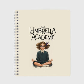 Тетрадь с принтом The umbrella academy в Новосибирске, 100% бумага | 48 листов, плотность листов — 60 г/м2, плотность картонной обложки — 250 г/м2. Листы скреплены сбоку удобной пружинной спиралью. Уголки страниц и обложки скругленные. Цвет линий — светло-серый
 | dark horse comics | netflix | the umbrella academy | umbrella | академия амбрелла | белая скрипка | бен харгривз | комикс | комильфо | космобой | кракен | реджинальд харгривз | сеанс | слух