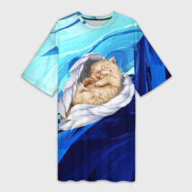 Платье-футболка 3D с принтом Котик Ангелочек в Новосибирске,  |  | angel | cat | cats | kitten | mem | memes | moon | ангел | ангелочек | глаза | глазки | киска | кот | котёнок | котик | котики | котэ | котята | кошак | кошка | кошки | красивая | луна | лунный кот | мем | мемчики | милая