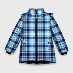 Зимняя куртка для девочек 3D с принтом The Gentlemen Blue в Новосибирске, ткань верха — 100% полиэстер; подклад — 100% полиэстер, утеплитель — 100% полиэстер. | длина ниже бедра, удлиненная спинка, воротник стойка и отстегивающийся капюшон. Есть боковые карманы с листочкой на кнопках, утяжки по низу изделия и внутренний карман на молнии. 

Предусмотрены светоотражающий принт на спинке, радужный светоотражающий элемент на пуллере молнии и на резинке для утяжки. | boys | cell | gentlmen | pattern | боевик | гайричи | геометрия | джентельмены | джентльмен | квадраты | клетка | клетчатый | комедия | криминал | линии | мужские | пацанские | полоска | полосы | текстура | узор