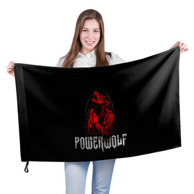 Флаг 3D с принтом POWERWOLF в Новосибирске, 100% полиэстер | плотность ткани — 95 г/м2, размер — 67 х 109 см. Принт наносится с одной стороны | hardcore | metal | music | powerwolf | punk | rock | волки | метал | музыка | панк | рок