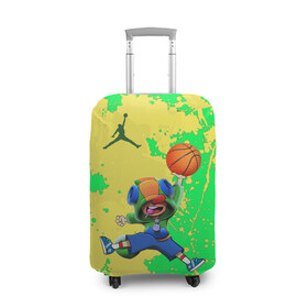 Чехол для чемодана 3D с принтом Brawl STARS (Jordan) в Новосибирске, 86% полиэфир, 14% спандекс | двустороннее нанесение принта, прорези для ручек и колес | air jordan | brawl | leon | moba | stars | supercell | баскетбол | игра | коллаборация | коллаж | паттерн