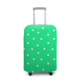 Чехол для чемодана 3D с принтом Горошек на зеленом в Новосибирске, 86% полиэфир, 14% спандекс | двустороннее нанесение принта, прорези для ручек и колес | baby | casual | girl | green | pattern | геометрия | горох | горошек | девушкам | детские | зелень | круги | круглый | кружочки | летние | лето | листья | многоточие | мятный | нежные | орнамент | пастельные | паттерн