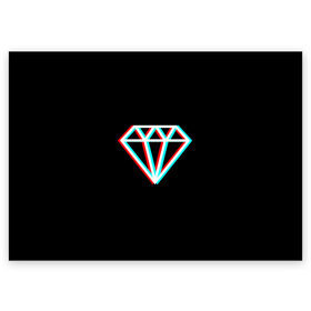 Поздравительная открытка с принтом Glitch Diamond в Новосибирске, 100% бумага | плотность бумаги 280 г/м2, матовая, на обратной стороне линовка и место для марки
 | diamond | glitch | rgb | алмаз | глитч | глич