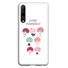 Чехол для Honor P30 с принтом BTS Love Yourself в Новосибирске, Силикон | Область печати: задняя сторона чехла, без боковых панелей | bts | k pop | love | love yourself | битиес