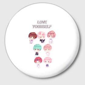 Значок с принтом BTS Love Yourself в Новосибирске,  металл | круглая форма, металлическая застежка в виде булавки | bts | k pop | love | love yourself | битиес