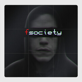 Магнитный плакат 3Х3 с принтом Fsociety Mr.Robot в Новосибирске, Полимерный материал с магнитным слоем | 9 деталей размером 9*9 см | fscoiety | mrrobot | мистер робот | надпись | рами малек