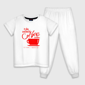 Детская пижама хлопок с принтом День без кофе в Новосибирске, 100% хлопок |  брюки и футболка прямого кроя, без карманов, на брюках мягкая резинка на поясе и по низу штанин
 | a day | coffe | coffee | cup | drawing | drawings | mug | without coffee | без идей | бодрый | день | кофе | кофеек | кофеин | кофейная | кофеман | кофеманка | кружка кофе | любителям кофе | не представляю | нет идей | рисунок | с кофе