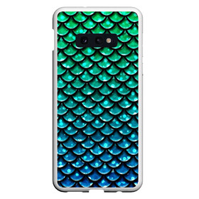 Чехол для Samsung S10E с принтом Змеиная кожа в Новосибирске, Силикон | Область печати: задняя сторона чехла, без боковых панелей | бирюзовый | блики | зеленый | змея | кожа | свет | синий | чешуя