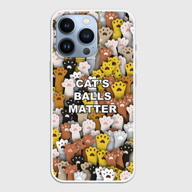 Чехол для iPhone 13 Pro с принтом Cats Balls Matter в Новосибирске,  |  | black lives matter | blm | жизни черных | кот | котии | кошка | лапки | паттерн | протест | толпа | яйца