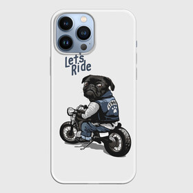 Чехол для iPhone 13 Pro Max с принтом Pug Rider | Байкер Мопс (Z) в Новосибирске,  |  | Тематика изображения на принте: dog | doggie | doggy | mops | pug | декоративная собака | друг человека | другу | кинолог | лабрадор | малые молоссоиды | мопс | мопсик | мохнатый | пес | пёсель | пёсик | подарок | подруге | собака | собакен | собаки