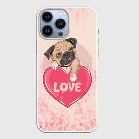 Чехол для iPhone 13 Pro Max с принтом Love Pug | Люблю мопса (Z) в Новосибирске,  |  | Тематика изображения на принте: dog | doggie | doggy | mops | pug | декоративная собака | друг человека | другу | кинолог | лабрадор | малые молоссоиды | мопс | мопсик | мохнатый | пес | пёсель | пёсик | подарок | подруге | собака | собакен | собаки