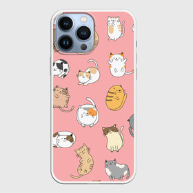 Чехол для iPhone 13 Pro Max с принтом КОТЕЙКИ | ПАТТЕРН (Z) в Новосибирске,  |  | cat | cats | pattern | домашнее животное | квадрокот | кот | котейка | котики | кошка | кошки | мартовские коты | милая | милые | мимими | мур | мурмур | мурмурмур | мяу | няшные | паттерн | прикольная | смешная