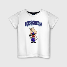 Детская футболка хлопок с принтом Ice Scream в Новосибирске, 100% хлопок | круглый вырез горловины, полуприлегающий силуэт, длина до линии бедер | Тематика изображения на принте: horror | ice scream | neighborhood | аркадный | хоррор