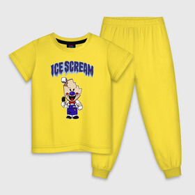 Детская пижама хлопок с принтом Ice Scream в Новосибирске, 100% хлопок |  брюки и футболка прямого кроя, без карманов, на брюках мягкая резинка на поясе и по низу штанин
 | Тематика изображения на принте: horror | ice scream | neighborhood | аркадный | хоррор