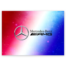 Поздравительная открытка с принтом MERCEDES / МЕРСЕДЕС в Новосибирске, 100% бумага | плотность бумаги 280 г/м2, матовая, на обратной стороне линовка и место для марки
 | amg | auto | bens | benz | logo | merc | mercedes | mercedes benz | mersedes | moto | new | star | vthctltc | авто | амг | бенц | звезда | класс | лого | логотип | мерин | мерс | мерседес | мерседес бенц | мото | новый | символ | символы | ьуксуву