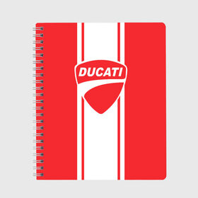 Тетрадь с принтом DUCATI в Новосибирске, 100% бумага | 48 листов, плотность листов — 60 г/м2, плотность картонной обложки — 250 г/м2. Листы скреплены сбоку удобной пружинной спиралью. Уголки страниц и обложки скругленные. Цвет линий — светло-серый
 | ducati | moto | дукати | мото | мотоспорт