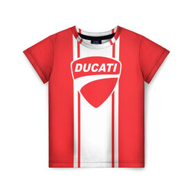Детская футболка 3D с принтом DUCATI в Новосибирске, 100% гипоаллергенный полиэфир | прямой крой, круглый вырез горловины, длина до линии бедер, чуть спущенное плечо, ткань немного тянется | Тематика изображения на принте: ducati | moto | дукати | мото | мотоспорт