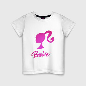 Детская футболка хлопок с принтом Барби в Новосибирске, 100% хлопок | круглый вырез горловины, полуприлегающий силуэт, длина до линии бедер | девушка барби | искусство | кукла | логотип | розовый