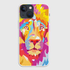 Чехол для iPhone 13 mini с принтом Акварельный лев в Новосибирске,  |  | арт | грива | деко | жедтая | животные | закат | зверей | золото | кошка | лев | лето | львенок | неоновая | очки | пляж | прайд | разноцветная | солнце | тигр | узоры | царь | яркие