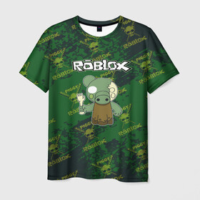 Мужская футболка 3D с принтом Свинка Пигги из Roblox в Новосибирске, 100% полиэфир | прямой крой, круглый вырез горловины, длина до линии бедер | pig | piggi | roblox | svinka | игра | пигги