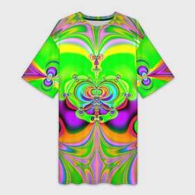 Платье-футболка 3D с принтом КИСЛОТНЫЙ ФРАКТАЛ ГЕОМЕТРИЯ в Новосибирске,  |  | Тематика изображения на принте: abstract | abstraction | color | fractal | geometry | paitnt | psy | rdtktr | абстракция | геометрия | краски | неоновые | психоделика | фрактал