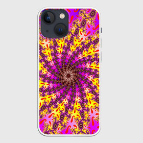 Чехол для iPhone 13 mini с принтом НЕОНОВЫЙ РОЗОВЫЙ ФРАКТАЛ в Новосибирске,  |  | abstract | abstraction | color | fractal | geometry | paitnt | psy | rdtktr | абстракция | геометрия | краски | неоновые | психоделика | фрактал