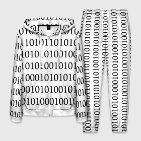 Мужской костюм 3D с принтом 101 в Новосибирске, 100% полиэстер | Манжеты и пояс оформлены тканевой резинкой, двухслойный капюшон со шнурком для регулировки, карманы спереди | 101 | binary code | machine language | programming | двоичный код | программирования