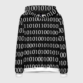 Мужская толстовка 3D с принтом Black 101 в Новосибирске, 100% полиэстер | двухслойный капюшон со шнурком для регулировки, мягкие манжеты на рукавах и по низу толстовки, спереди карман-кенгуру с мягким внутренним слоем. | Тематика изображения на принте: 101 | binary code | black | programming | двоичный код | программировать