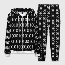 Мужской костюм 3D с принтом Black 101 в Новосибирске, 100% полиэстер | Манжеты и пояс оформлены тканевой резинкой, двухслойный капюшон со шнурком для регулировки, карманы спереди | Тематика изображения на принте: 101 | binary code | black | programming | двоичный код | программировать