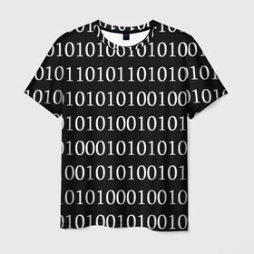 Мужская футболка 3D с принтом Black 101 в Новосибирске, 100% полиэфир | прямой крой, круглый вырез горловины, длина до линии бедер | Тематика изображения на принте: 101 | binary code | black | programming | двоичный код | программировать