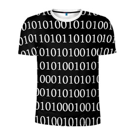 Мужская футболка 3D спортивная с принтом Black 101 в Новосибирске, 100% полиэстер с улучшенными характеристиками | приталенный силуэт, круглая горловина, широкие плечи, сужается к линии бедра | Тематика изображения на принте: 101 | binary code | black | programming | двоичный код | программировать