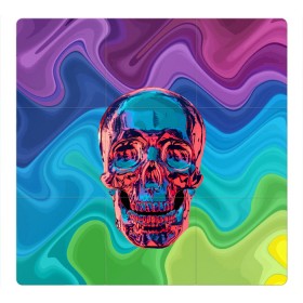 Магнитный плакат 3Х3 с принтом Color skull в Новосибирске, Полимерный материал с магнитным слоем | 9 деталей размером 9*9 см | Тематика изображения на принте: color | jaw | neon | skull | teeth | vanguard | авангард | зубы | неон | пасть | цвет | череп