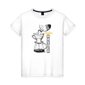Женская футболка хлопок с принтом Coffee Master в Новосибирске, 100% хлопок | прямой крой, круглый вырез горловины, длина до линии бедер, слегка спущенное плечо | barista | cofe | cofee | coffe | coffee | бариста | кофе