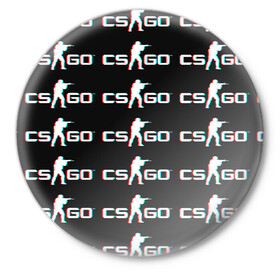 Значок с принтом CSGO GLITCH LOGO в Новосибирске,  металл | круглая форма, металлическая застежка в виде булавки | 1.6 | counter strike | csgo | glitch | logo shuter | trand | контр страйк | стрелялки