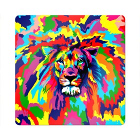 Магнит виниловый Квадрат с принтом Лев Artistic Art в Новосибирске, полимерный материал с магнитным слоем | размер 9*9 см, закругленные углы | king | lion | neon | африка | голова | граффити | грива | дикий | животные | зверь | зодиак | картина | король | краски | красочный | лев | львенок | львиное | львица | неон | неоновые | радуга | радужный | рисунок