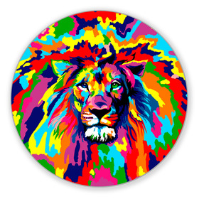 Коврик для мышки круглый с принтом Лев Artistic Art в Новосибирске, резина и полиэстер | круглая форма, изображение наносится на всю лицевую часть | Тематика изображения на принте: king | lion | neon | африка | голова | граффити | грива | дикий | животные | зверь | зодиак | картина | король | краски | красочный | лев | львенок | львиное | львица | неон | неоновые | радуга | радужный | рисунок