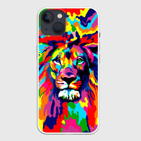 Чехол для iPhone 13 с принтом Лев Artistic Art в Новосибирске,  |  | king | lion | neon | африка | голова | граффити | грива | дикий | животные | зверь | зодиак | картина | король | краски | красочный | лев | львенок | львиное | львица | неон | неоновые | радуга | радужный | рисунок