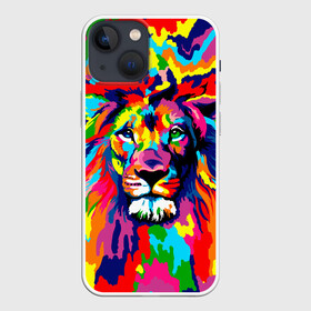 Чехол для iPhone 13 mini с принтом Лев Artistic Art в Новосибирске,  |  | Тематика изображения на принте: king | lion | neon | африка | голова | граффити | грива | дикий | животные | зверь | зодиак | картина | король | краски | красочный | лев | львенок | львиное | львица | неон | неоновые | радуга | радужный | рисунок