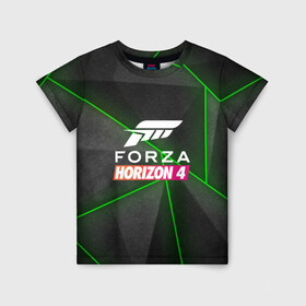 Детская футболка 3D с принтом Forza Horizon 4 Hi-tech в Новосибирске, 100% гипоаллергенный полиэфир | прямой крой, круглый вырез горловины, длина до линии бедер, чуть спущенное плечо, ткань немного тянется | 4 | forza | gamer | games | horizon | racing | ultimate | гонки | форза