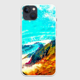 Чехол для iPhone 13 с принтом Японские горы в Новосибирске,  |  | art | japan | summer | азия | акварель | восток | восход | горы | деревья | искусство | картина | краски | красочный | лес | летние | лето | мазки | небесный | облака | пейзаж | природа | разноцветные | рассвет