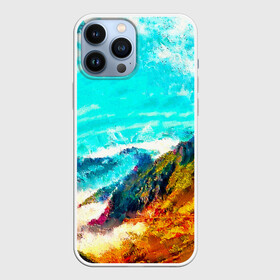 Чехол для iPhone 13 Pro Max с принтом Японские горы в Новосибирске,  |  | art | japan | summer | азия | акварель | восток | восход | горы | деревья | искусство | картина | краски | красочный | лес | летние | лето | мазки | небесный | облака | пейзаж | природа | разноцветные | рассвет