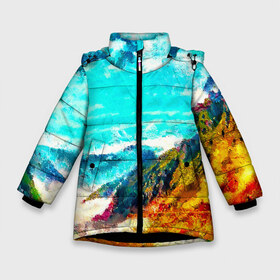 Зимняя куртка для девочек 3D с принтом Японские горы в Новосибирске, ткань верха — 100% полиэстер; подклад — 100% полиэстер, утеплитель — 100% полиэстер. | длина ниже бедра, удлиненная спинка, воротник стойка и отстегивающийся капюшон. Есть боковые карманы с листочкой на кнопках, утяжки по низу изделия и внутренний карман на молнии. 

Предусмотрены светоотражающий принт на спинке, радужный светоотражающий элемент на пуллере молнии и на резинке для утяжки. | art | japan | summer | азия | акварель | восток | восход | горы | деревья | искусство | картина | краски | красочный | лес | летние | лето | мазки | небесный | облака | пейзаж | природа | разноцветные | рассвет