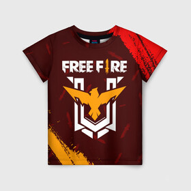 Детская футболка 3D с принтом FREE FIRE / ФРИ ФАЕР в Новосибирске, 100% гипоаллергенный полиэфир | прямой крой, круглый вырез горловины, длина до линии бедер, чуть спущенное плечо, ткань немного тянется | afth | ahb | ahbafth | fire | fps | free | freefire | garena | logo | master | mobile | online | акуу | акууашку | ашку | гарена | игра | игры | лого | логотип | логотипы | мастер | мобильная | нож | онлайн | символ | символы | фаер | фире | фпс 