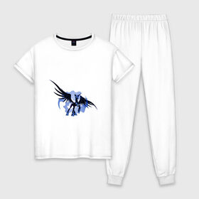 Женская пижама хлопок с принтом Nightmare Moon в Новосибирске, 100% хлопок | брюки и футболка прямого кроя, без карманов, на брюках мягкая резинка на поясе и по низу штанин | злая луна | зло | луна